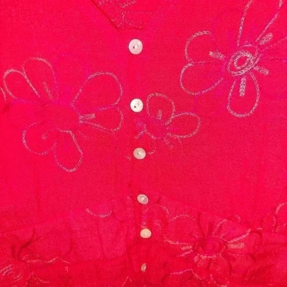 Figueroa and Flower Red High Low Tunic Button Down Blouse W/cami Large - Picture 4 of 9